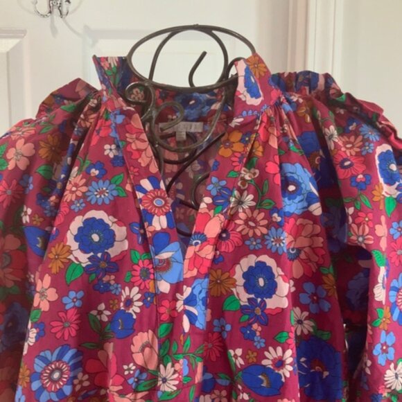 Karlie Ruffle London Floral Cotton Poplin Mini Dress Size Medium - Picture 3 of 12